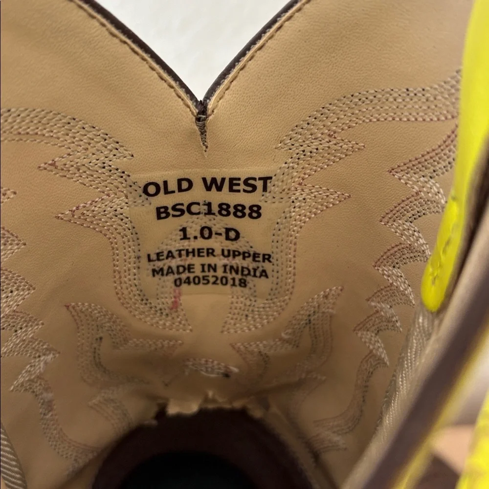 Old West Neon & Brown Leather Cowboy Boots